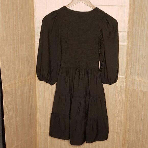 Blu Pepper Womens Grey Ruched Boho Shirred Fit Flare Dress Small - Picture 2 of 9